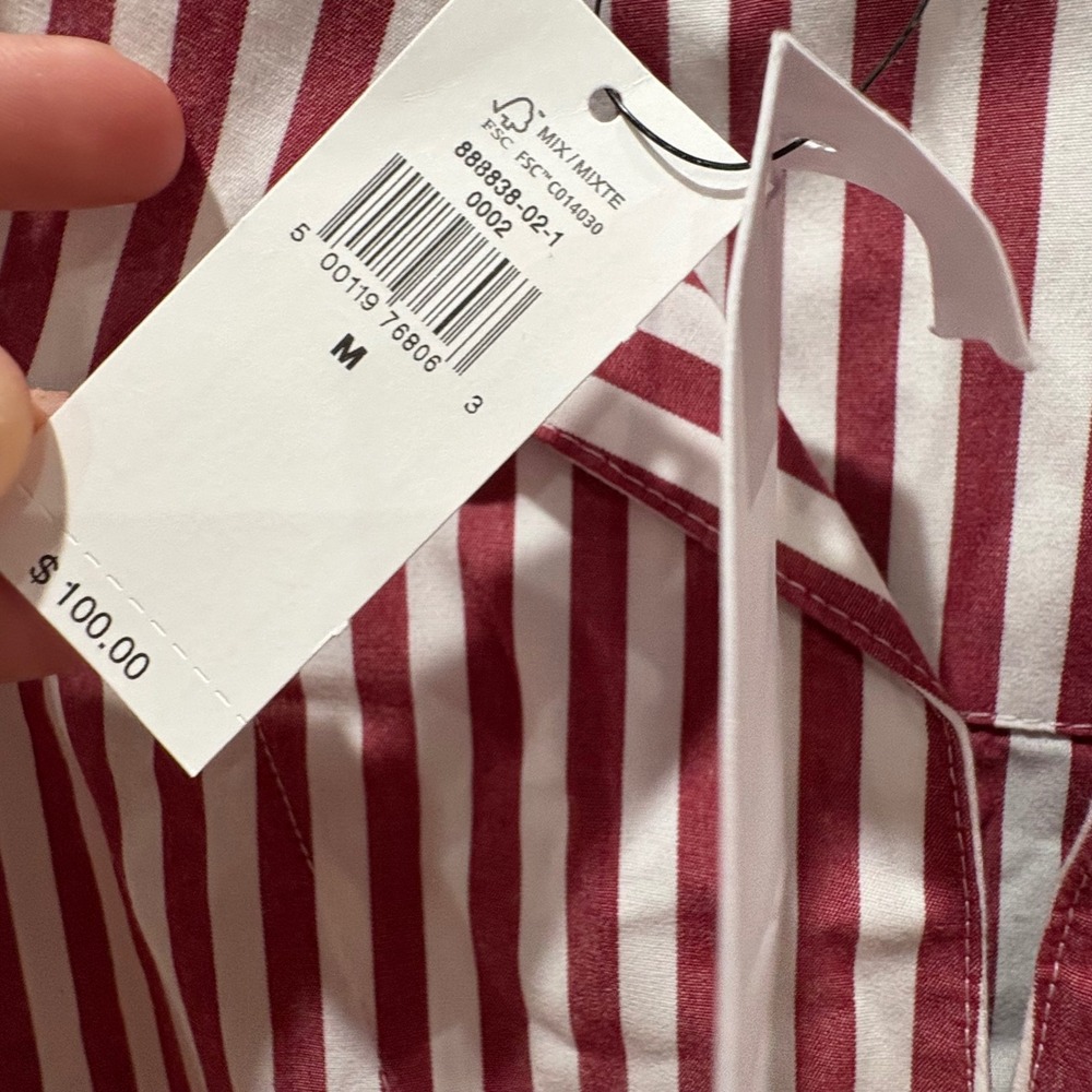NWT Banana Republic Striped Red Sleeveless Shirt Dress Medium - Picture 6 of 8